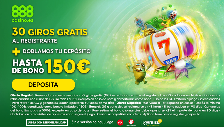 30 tiros libres y hasta 150€ de bienvenida a este 2020 en 888 casino online en España