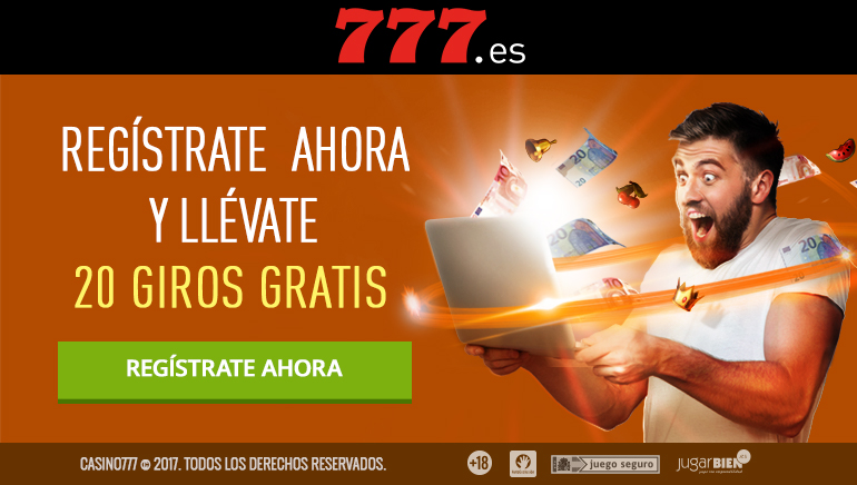 20 Giros Gratis por Registrarte en Casino777